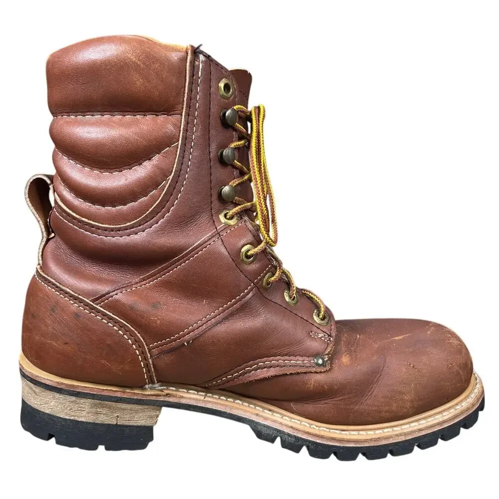 Vintage Carolina Men’s Brown Leather Logger Work Boots Size US 9